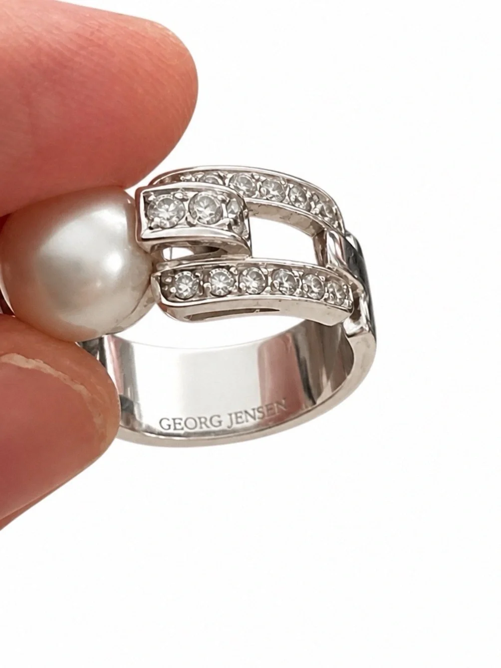 Georgini Australia 925 Sterling Silver Genuine Pearl Cocktail Ring